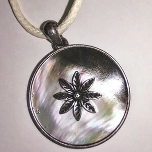 Mother-of-pearl Pendant on Leatherette Cord